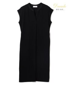BEIGE， 【セットアップ対応】CINDY / 配色ネック フレンチドレス Black x Black
