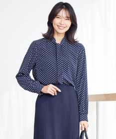 23区 【洗える】ジオメトリックパターン ボウタイ ブラウス