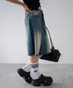 WEGO ウオッシュドデニムハーフパンツ