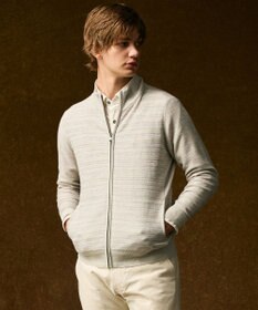 JOSEPH ABBOUD 【キングサイズ・洗える/軽い】シェニールヤーンジャカード ジップ ブルゾン