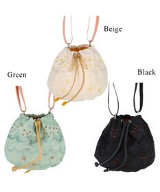 tsumori chisato CARRY スカラップ 刺繍 ショルダーバッグ 巾着