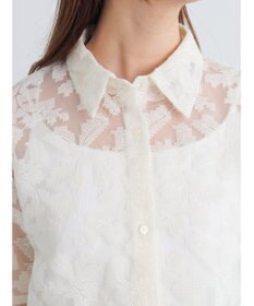 Te chichi オーガンジー刺繍ハーフスリーブシャツ