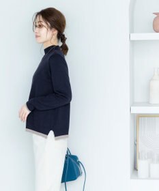 Tiaclasse L 【洗える】もっちり素材が肌触り抜群の配色ニットトップス