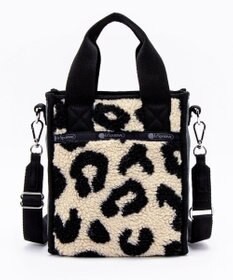 LeSportsac DENIM MINI N/S TOTE/ブラックデニム/レオパードシェルパ