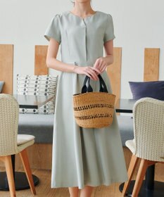 Tiaclasse 【小倉優子さん着用・洗える】フラップ付きミディアム丈フレアワンピース