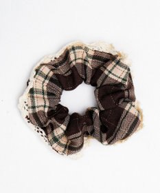 WEGO Lレースフリルラメチェックシュシュ