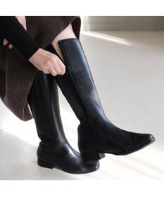 Pointer 本革ローヒール スクエアトゥロングブーツ