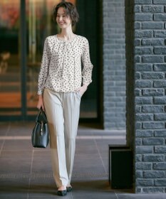 自由区 【XSサイズ～/洗える】ロイヤルシフォン スクエア柄 デザインブラウス