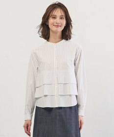 J.PRESS LADIES ストライプジャージー フリル カットソー