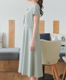 Tiaclasse 【小倉優子さん着用・洗える】フラップ付きミディアム丈フレアワンピース