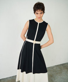 GRACE CONTINENTAL 配色ポンチフレアワンピース