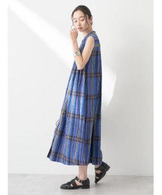 earth music&ecology 綿ＰＵクレープワンピース（ｃｈｅｃｋ柄）