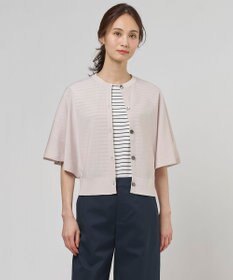 J.PRESS LADIES COTTON ACETATE DRY バタフライスリーブ カーディガン グレージュ系