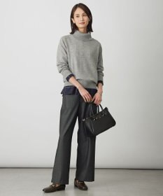 J.PRESS LADIES S シャンブレー2wayストレッチ ワイド ストレート パンツ