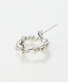 Phoebe フォーマルパールビジューサークルブローチ　シルバー