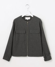 自由区 L 【17号サイズまで展開】ライトブッチャーノーカラー ブルゾン