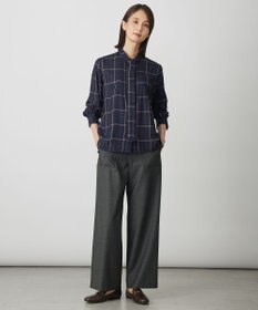 J.PRESS LADIES S シャンブレー2wayストレッチ ワイド ストレート パンツ