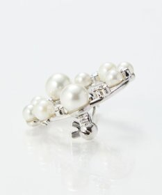 Phoebe フォーマルパールビジューサークルブローチ　シルバー