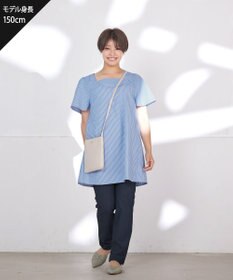 Tiaclasse L 【洗える】ストライプフレアスリーブチュニックブラウス