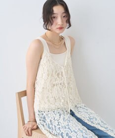 earth music&ecology 起毛レースレイヤードキャミワンピース