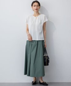 23区 L 【接触冷感/洗える】ツイストコットンプレーティング タックデザイン カットソー