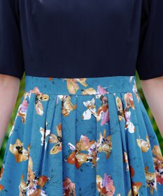 Tiaclasse L 【洗える】フラワープリントドッキングワンピース