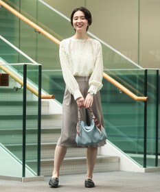 Green Parks ドットイージーケアバックスリットブラウス