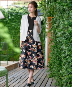 Tiaclasse L 【洗える】フラワープリントドッキングワンピース