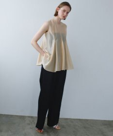 BEIGE， AMARYLLIS / シアー 切り替えフレアブラウス