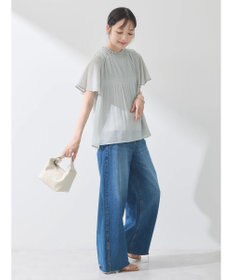 earth music&ecology マジョリカプリーツ半袖ブラウス