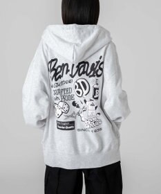 WEGO 【ユニセックス着用ITEM/MLサイズ展開】別注BENDAVISグラフィックジップパーカー