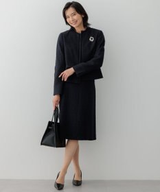 23区 【セットアップ対応】シャインツイードストレッチ ノーカラー ジャケット