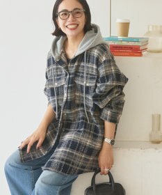 AMERICAN HOLIC フード付きシャギーチェックシャツ