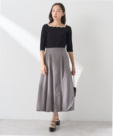 earth music&ecology 襟袖スカラップ配色プルオーバー