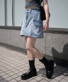 WEGO カーゴポケットデニムミニスカート