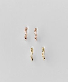 Phoebe 【金属アレルギー対応】【痛くないシリーズ】モーションメタルクリスタルループフィットイヤリング　シャンパンゴールド