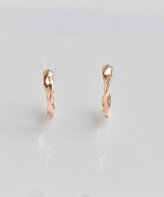 Phoebe 【金属アレルギー対応】【痛くないシリーズ】モーションメタルクリスタルループフィットイヤリング　シャンパンゴールド