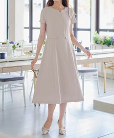 Tiaclasse 【小倉優子さん着用・洗える】フラップ付きミディアム丈フレアワンピース