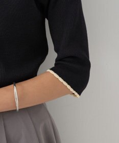 earth music&ecology 襟袖スカラップ配色プルオーバー