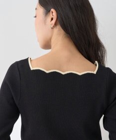 earth music&ecology 襟袖スカラップ配色プルオーバー