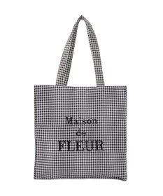 Maison de FLEUR ブランドロゴ刺繍ギンガムスクエアトート