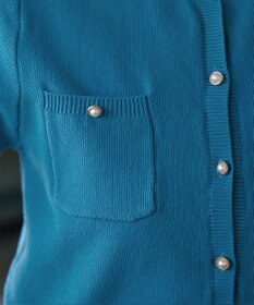 Tiaclasse 【洗える】鹿の子柄ニットショートカーディガン