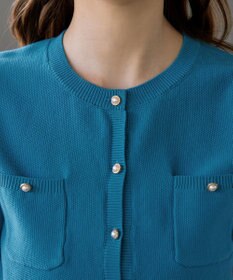 Tiaclasse 【洗える】鹿の子柄ニットショートカーディガン