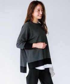 UNFILO マイビューティニット ワイドクルーネック チャコールブロック