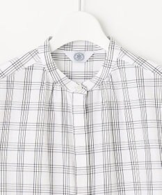 J.PRESS LADIES 【洗える】 セルロースチェック バンドカラー ブラウス