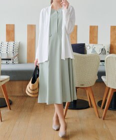 Tiaclasse 【小倉優子さん着用・洗える】フラップ付きミディアム丈フレアワンピース