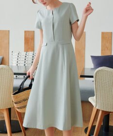 Tiaclasse 【小倉優子さん着用・洗える】フラップ付きミディアム丈フレアワンピース