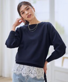 ANY スプリングカラーニットドルマンプルオーバー ネイビー