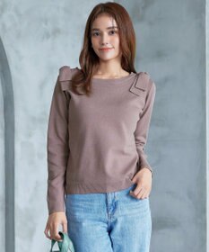 Tiaclasse 【洗える】ショルダーリボンニットトップス