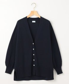 組曲 【ビジューボタン・アンサンブル対応】ハイゲージ ロングVネックカーディガン